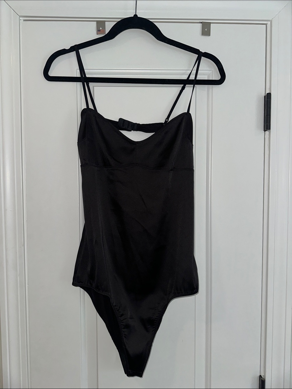 Zara Black Satin Strappy Bodysuit